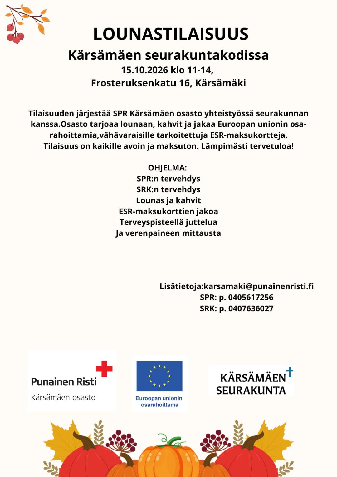 SPR Lounastilaisuus 15.10.2026 klo 11-14