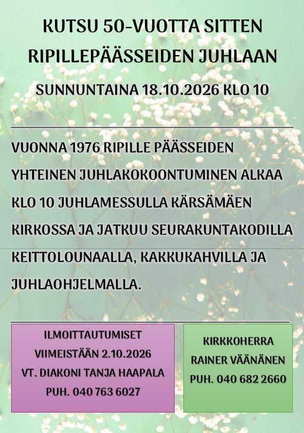 50 vuotta sitten ripillepäässeiden juhla