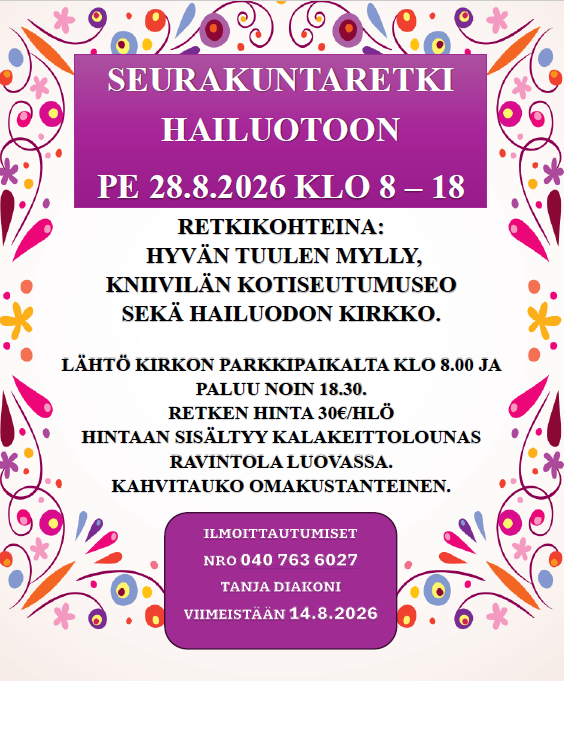 Seurakuntaretki Hailuotoon 28.8.